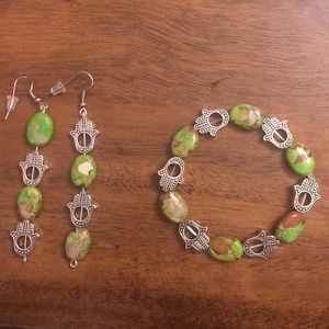 Handmade bracelet and earrings